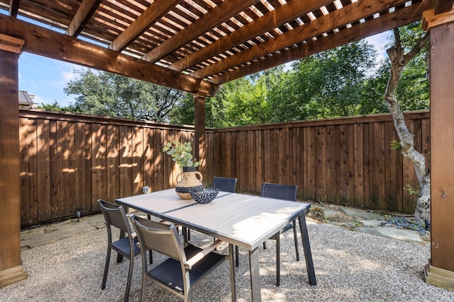 8907 Meadowknoll Dr, Dallas, TX 75243 - fenced backyard featuring a patio area, a pergola, and outdoor dining space