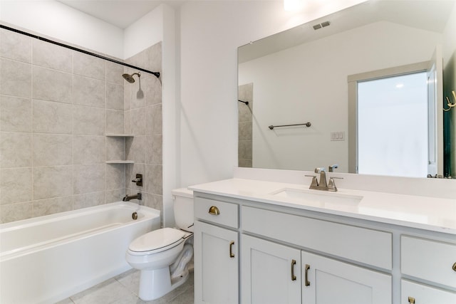 135 Claire Dr, Trophy Club, TX 76262 - full bathroom featuring toilet, vanity, bathing tub / shower combination, and tile patterned flooring
