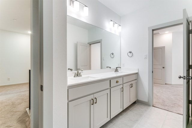 135 Claire Dr, Trophy Club, TX 76262 - bathroom with double vanity and tile patterned floors
