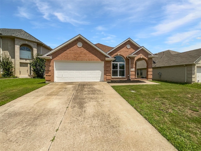 4162 Stone Hollow Way, Fort Worth, TX 76040 - traditional-style home featuring brick siding, driveway, a garage, and a front lawn