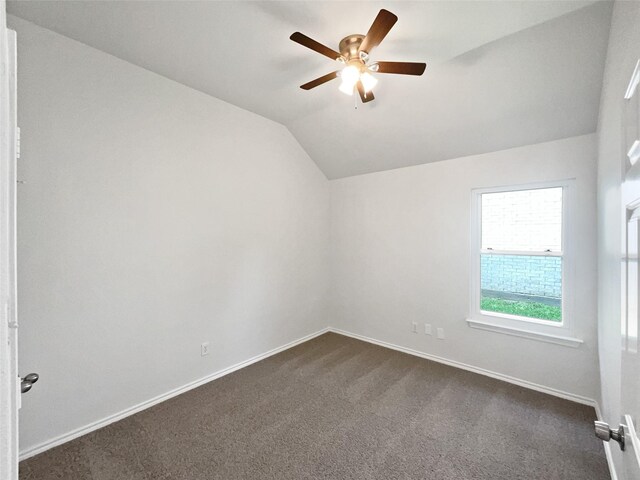 4162 Stone Hollow Way, Fort Worth, TX 76040 - additional living space with lofted ceiling, dark colored carpet, a ceiling fan, and baseboards