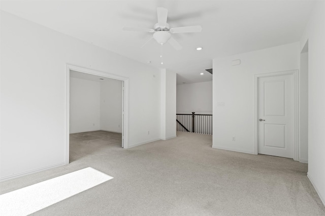 8509 Barnbougle Dunes Dr, Mckinney, TX 75070 - unfurnished room with light carpet, ceiling fan, recessed lighting, and baseboards