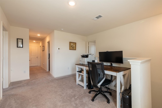 1401 Ancer Way, Fort Worth, TX 76052 - office area featuring light colored carpet, baseboards, and recessed lighting