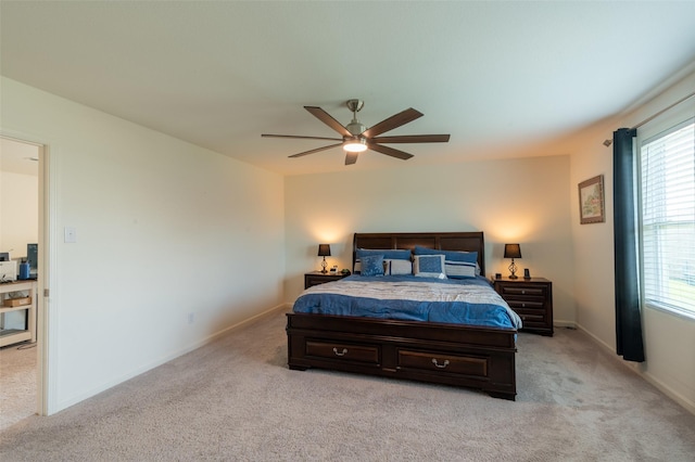 1401 Ancer Way, Fort Worth, TX 76052 - bedroom with light carpet, multiple windows, and ceiling fan