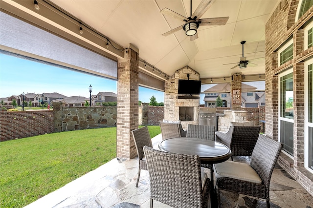 4426 Mineral Creek Trl, Celina, TX 75078 - view of patio with a ceiling fan, a residential view, and area for grilling