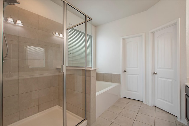 2154 Slow Stream Dr, Royse City, TX 75189 - full bath featuring a stall shower, tile patterned flooring, a garden tub, and vanity