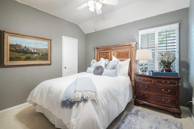 5312 Timber Park Dr, Flower Mound, TX 75028 - bedroom with lofted ceiling, ceiling fan, and baseboards