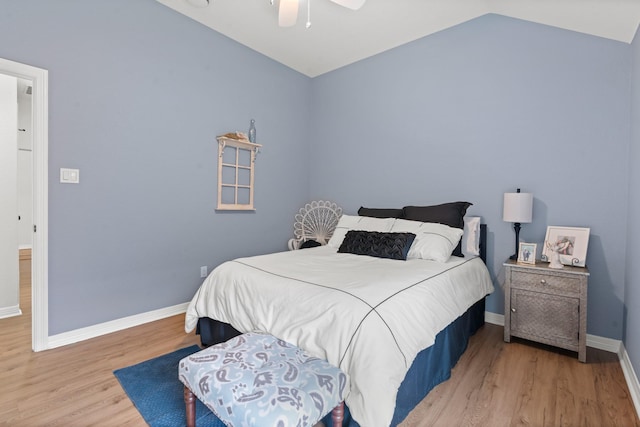 8228 Shady Valley Dr, Benbrook, TX 76116 - bedroom featuring vaulted ceiling, wood finished floors, baseboards, and a ceiling fan