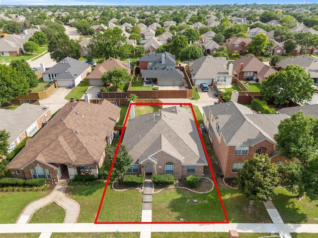5809 Hidden Pine Ln, Mckinney, TX 75070 - aerial view of residential area with property boundaries highlighted