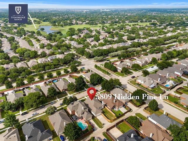 5809 Hidden Pine Ln, Mckinney, TX 75070 - aerial view of property and surrounding area featuring a large body of water and nearby suburban area