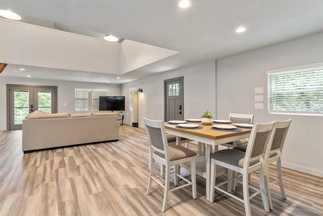 1327 Whispering Springs Dr, Tool, TX 75143 - dining space with baseboards, light wood-style floors, and recessed lighting