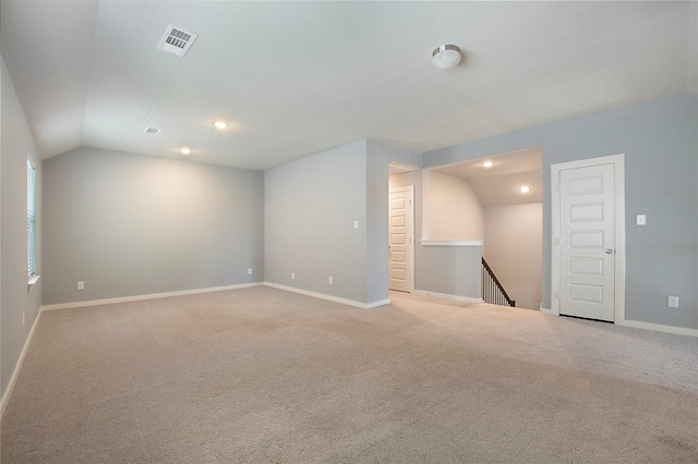 2151 Slow Stream Dr, Royse City, TX 75189 - unfurnished room featuring lofted ceiling, light colored carpet, baseboards, and recessed lighting