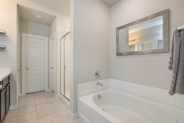 2151 Slow Stream Dr, Royse City, TX 75189 - full bath with vanity, a bath, a shower stall, and tile patterned flooring