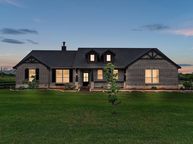 1013 Northern Oaks Ct, Springtown, TX 76082 - view of front facade featuring brick siding, a chimney, and a shingled roof