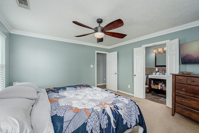 200 Settlers Bnd, Lowry Crossing, TX 75069 - bedroom featuring light colored carpet, crown molding, baseboards, and a ceiling fan