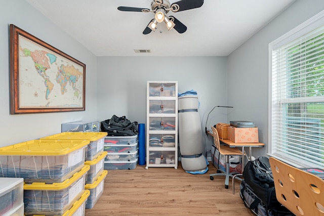 200 Settlers Bnd, Lowry Crossing, TX 75069 - miscellaneous room featuring ceiling fan and wood finished floors