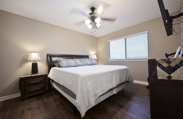 606 Brandt St, Grandview, TX 76050 - bedroom featuring dark wood-type flooring, baseboards, and ceiling fan