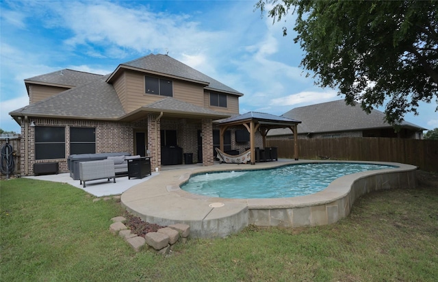 606 Brandt St, Grandview, TX 76050 - view of pool with a gazebo, an outdoor living space, and a patio