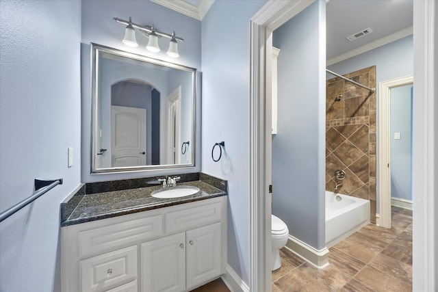 1229 Manchester Dr, Mclendon Chisholm, TX 75032 - full bath with toilet, vanity, ornamental molding, bathing tub / shower combination, and baseboards