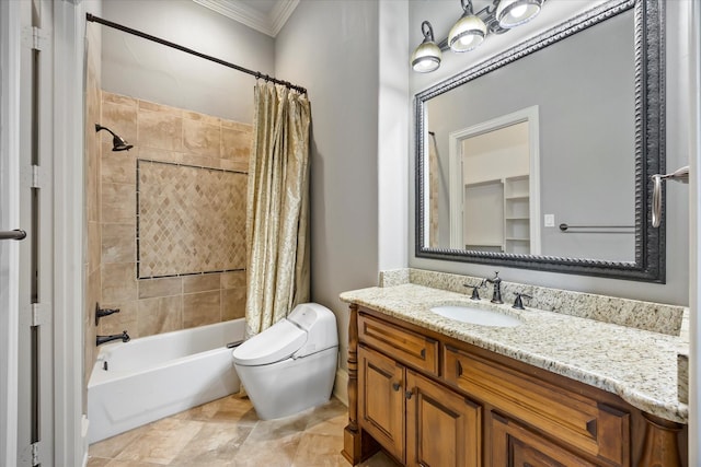 1229 Manchester Dr, Mclendon Chisholm, TX 75032 - full bath featuring crown molding, shower / tub combo with curtain, vanity, and toilet