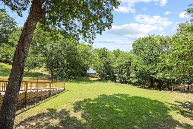 791 Cedar Oak Dr, Pottsboro, TX 75076 - view of green lawn featuring a wooden deck