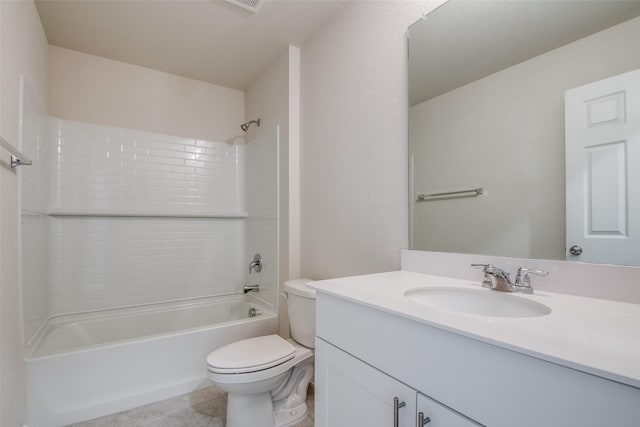 1609 Silas Dr, Forney, TX 75126 - bathroom featuring toilet, vanity, shower / tub combination, and tile patterned flooring