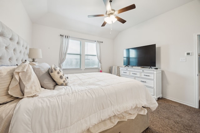 152 Whitetail Way, Caddo Mills, TX 75135 - bedroom featuring vaulted ceiling, carpet, ceiling fan, and baseboards