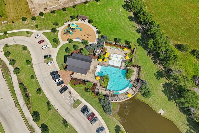 152 Whitetail Way, Caddo Mills, TX 75135 - bird's eye view of a pool area and a large body of water