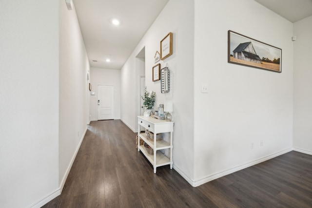 152 Whitetail Way, Caddo Mills, TX 75135 - hall featuring dark wood-style floors, baseboards, and recessed lighting