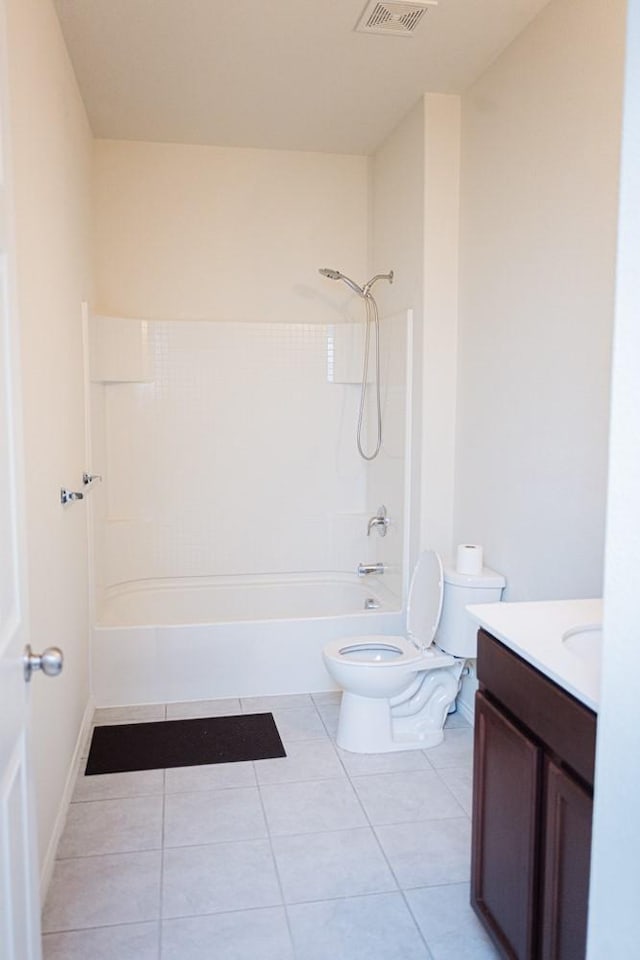 2225 Bernese Ln, Fort Worth, TX 76131 - bathroom with toilet, vanity, tile patterned floors, and bathtub / shower combination