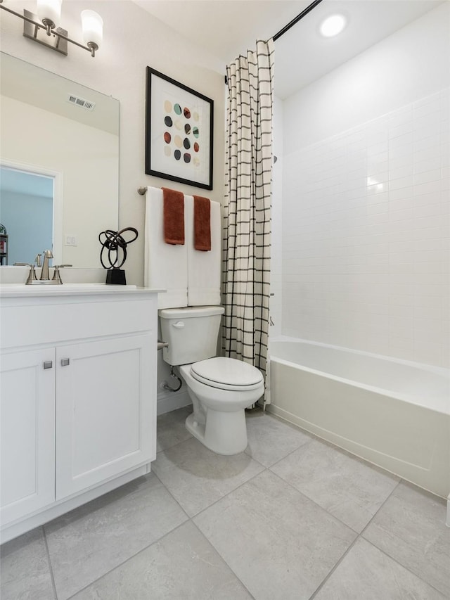 2233 Fort Bliss, Mesquite, TX 75149 - bathroom featuring toilet, vanity, shower / tub combination, and tile patterned floors