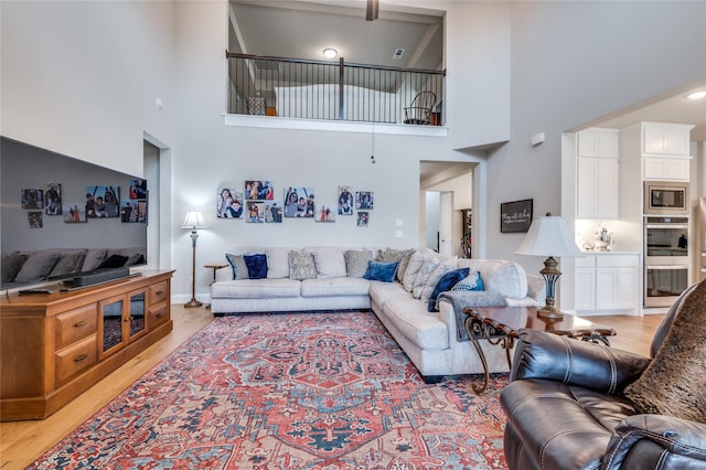 1502 Wild Indigo Dr, Mansfield, TX 76063 - living room with a high ceiling and light wood-type flooring