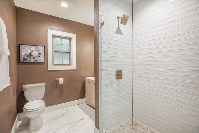 1225 Sayles Blvd, Abilene, TX 79605 - full bath with a walk in shower, toilet, marble finish flooring, vanity, and baseboards