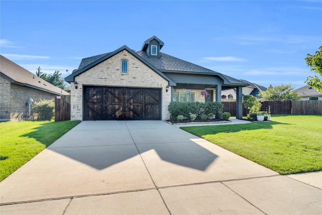 1621 Whispering Trail Dr, Waxahachie, TX 75165 - french country home with a garage, concrete driveway, a shingled roof, and brick siding