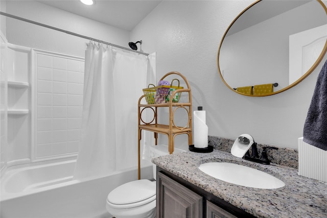 1621 Whispering Trail Dr, Waxahachie, TX 75165 - bathroom with toilet, vanity, and shower / bath combination with curtain