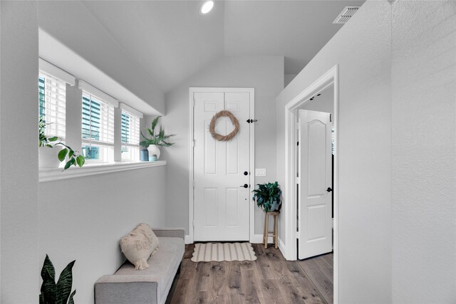 1621 Whispering Trail Dr, Waxahachie, TX 75165 - entryway featuring vaulted ceiling and wood finished floors