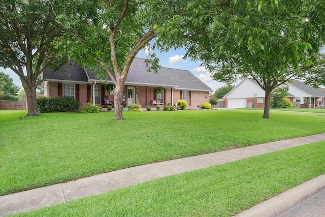 221 Country View Ln, Crandall, TX 75114 - ranch-style home with a detached garage, brick siding, and roof with shingles