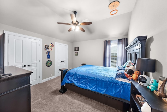 4705 Stillhouse Hollow Ln, Argyle, TX 76226 - carpeted bedroom featuring two closets, a ceiling fan, and baseboards