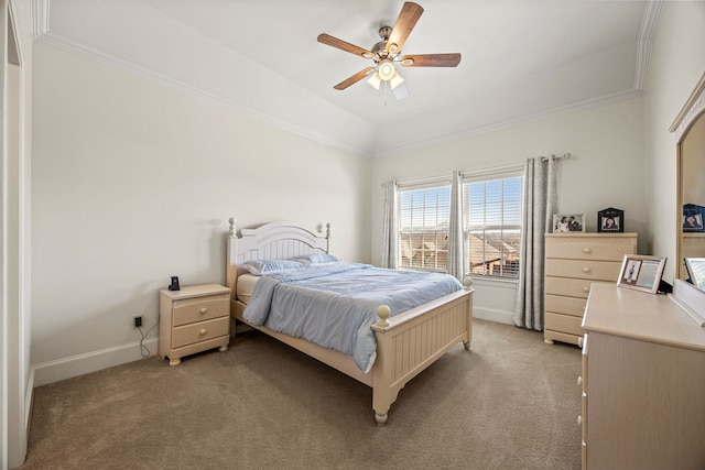 3413 De Vinci Dr, Plano, TX 75074 - bedroom with light carpet, baseboards, crown molding, and ceiling fan