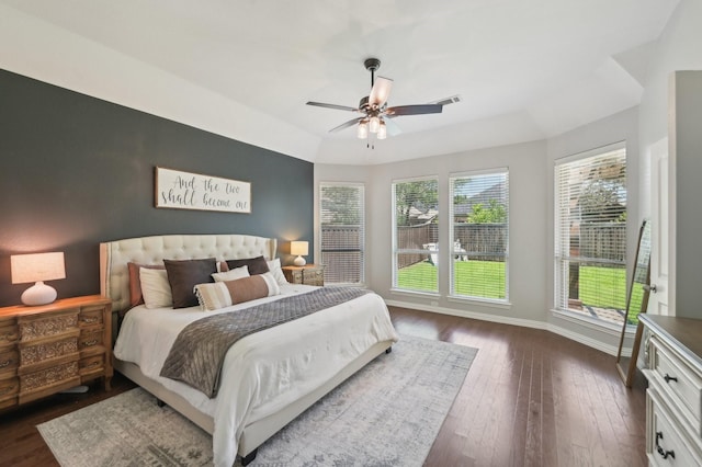 5104 Fringetree Dr, Mckinney, TX 75071 - bedroom featuring dark wood finished floors, baseboards, and ceiling fan