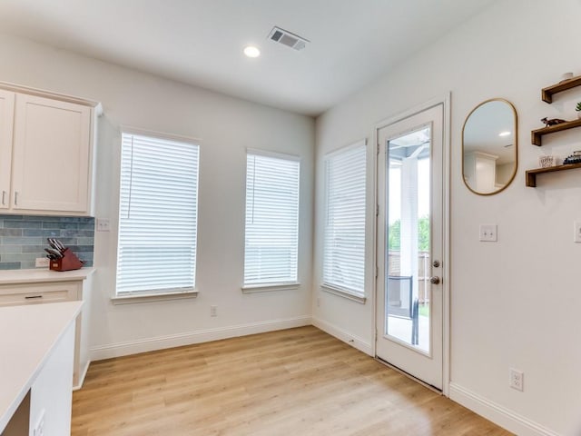 6656 Windfall Dr, Fort Worth, TX 76135 - unfurnished dining area with light wood-style floors, baseboards, and recessed lighting