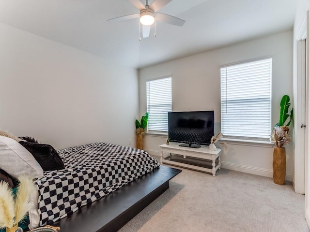 6656 Windfall Dr, Fort Worth, TX 76135 - bedroom with light carpet, baseboards, and a ceiling fan