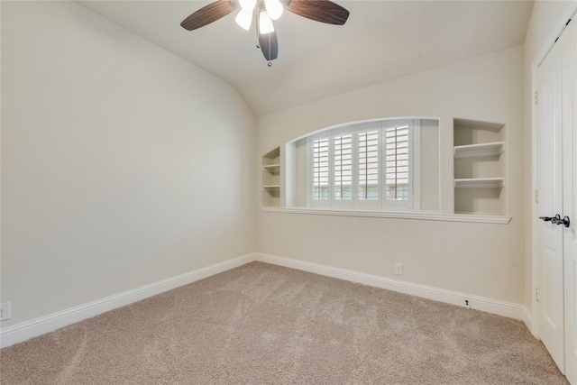 1207 Glasbury Glen Way, Forney, TX 75126 - carpeted spare room with vaulted ceiling, ceiling fan, and baseboards