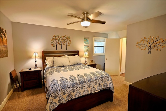312 W Pleasantview Dr, Hurst, TX 76054 - bedroom with carpet, baseboards, and a ceiling fan