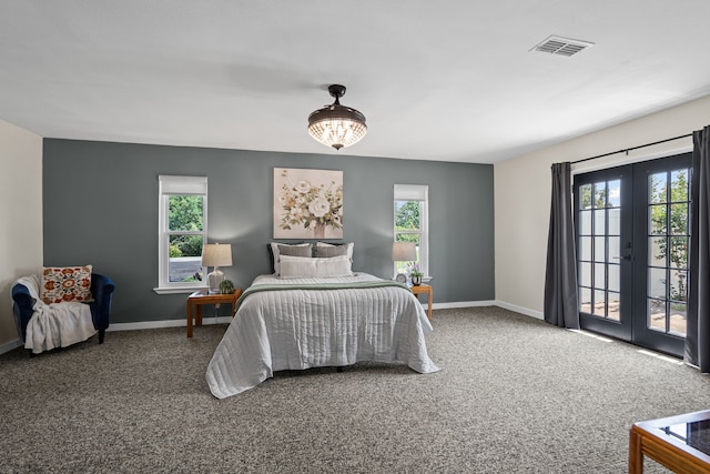 1418 Lakeshore Blvd, Oak Point, TX 75068 - bedroom featuring carpet floors, access to outside, french doors, and baseboards