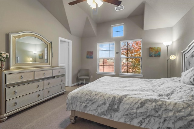 316 Tallgrass Ln, Plano, TX 75023 - carpeted bedroom featuring lofted ceiling, ceiling fan, and baseboards