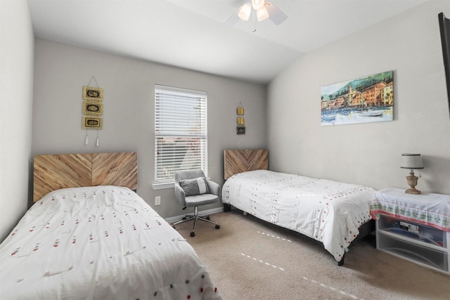 316 Tallgrass Ln, Plano, TX 75023 - carpeted bedroom featuring lofted ceiling and ceiling fan
