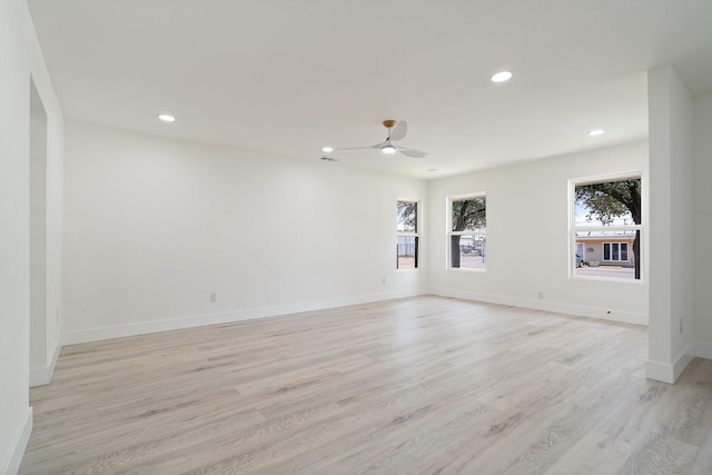 6625 Bridges Ave, Richland Hills, TX 76118 - spare room featuring recessed lighting, a ceiling fan, light wood finished floors, and baseboards