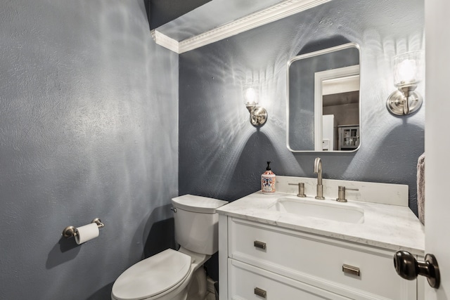 5906 Gregory Ln, Parker, TX 75002 - bathroom with toilet, vanity, and a textured wall