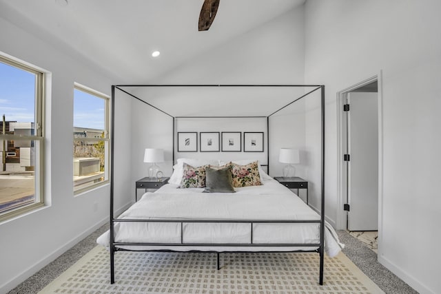 5806 Bryan Pkwy Unit 4, Dallas, TX 75206 - carpeted bedroom featuring baseboards and high vaulted ceiling